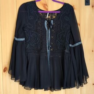 Free People beaded and lace shirt